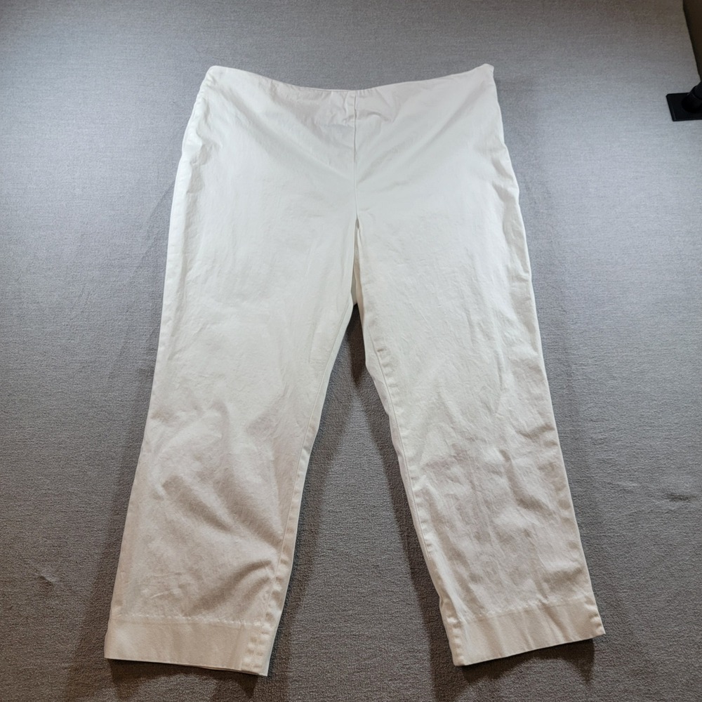 Jones New York Signature Pants Womens 16 White Excellent Stretch Side Zip‎ Crop